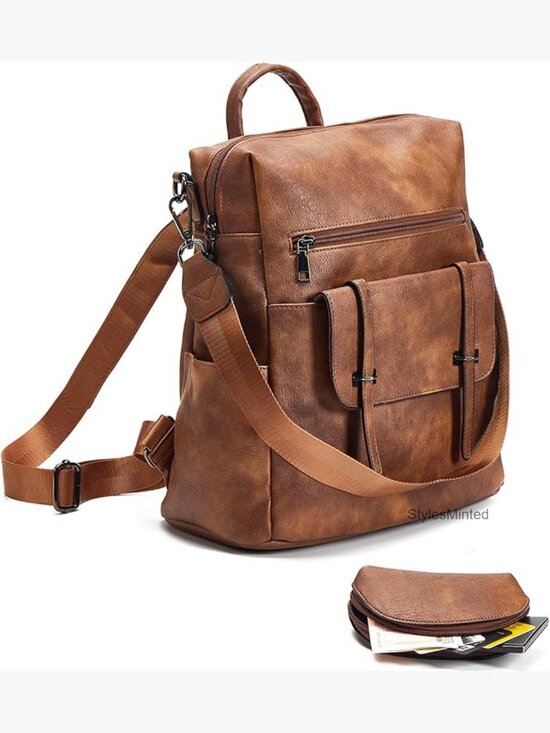 Laptop Backpack Purse for Women 15.6 inch Casual Daypack with Wristlet